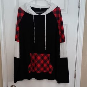 Women's Hooded Shirt Buffalo Plaid b260